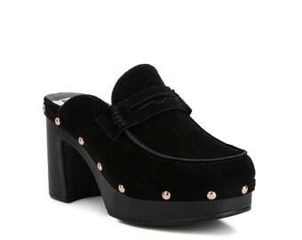 RAG & CO: Riley Suede Platform Clogs