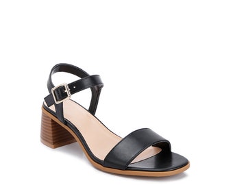 LONDON RAG: Varya Stacked Heel Sandals