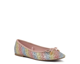 LONDON RAG: Harriet Glitter Faux Leather Flat Ballerinas