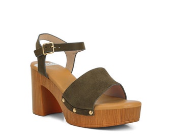 RAG & CO: Daniela Suede High Block Sandals