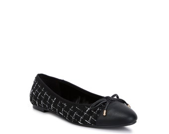 LONDON RAG: Junpey Plaid Tweed Ballet Flats