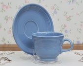Fiesta Ware Periwinkle Blue Cup and Saucer Unused