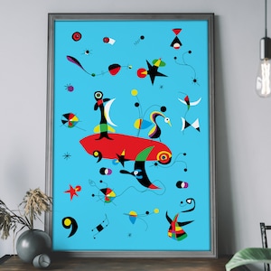 Jean Miro Poster, Miro abstract art print, Surrealism Poster, Abstract Blue illustration print, Surrealism wall art, Expressionism Poster