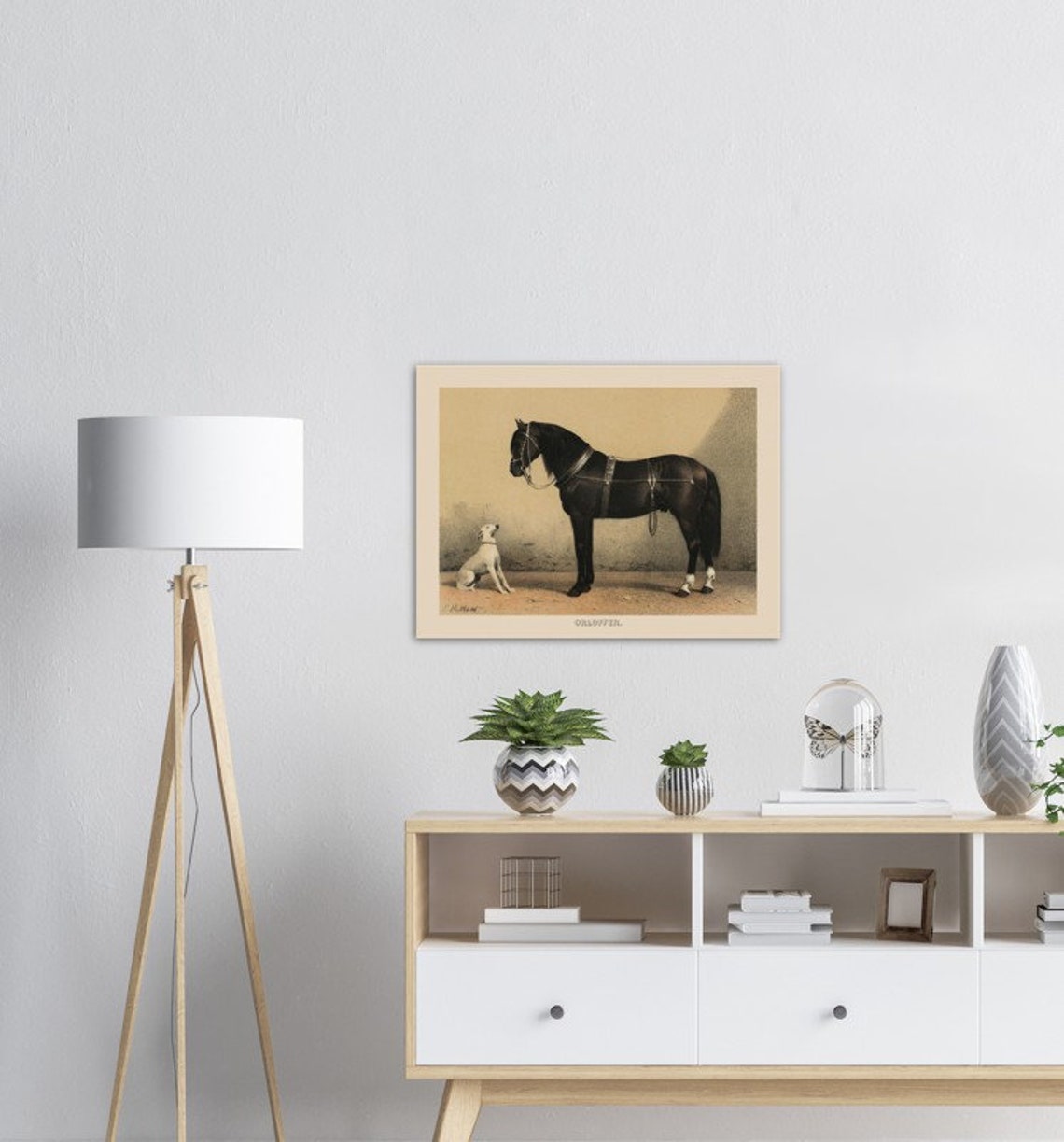 Horse and Dogs in Copper and Black Frame main image 1