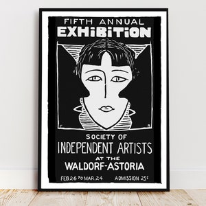 IX century Modern Art Exhibition Poster, Black and white art print, Woman, men Vintage wall art