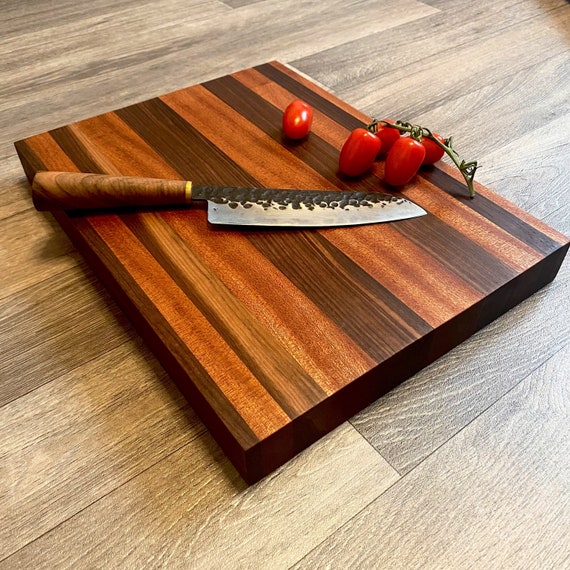 TIGER Black Walnut Chopping Board - Edge Grain African Sapele and