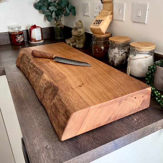 XL Thick Oak Live Edge Chopping Board Heavy Duty Oak Etsy