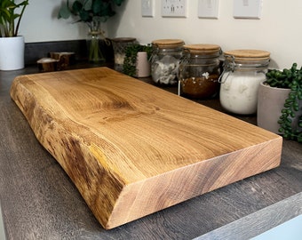 Extra Large Live Edge Oak Chopping Board - James Martin style Oak chopping board - Thick solid Oak chopping block/ serving board