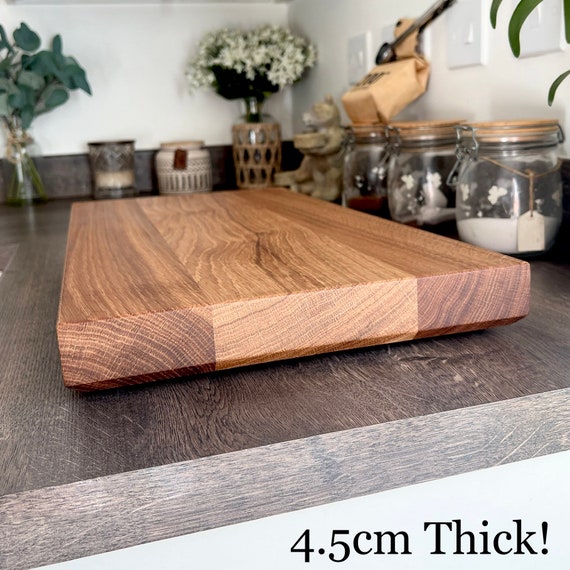 Extra Large Oak Chopping Board Thick Solid Oak Heavy Duty Wooden Chopping  Block Great Serving Board Fitted With 4 Black Rubber Feet 