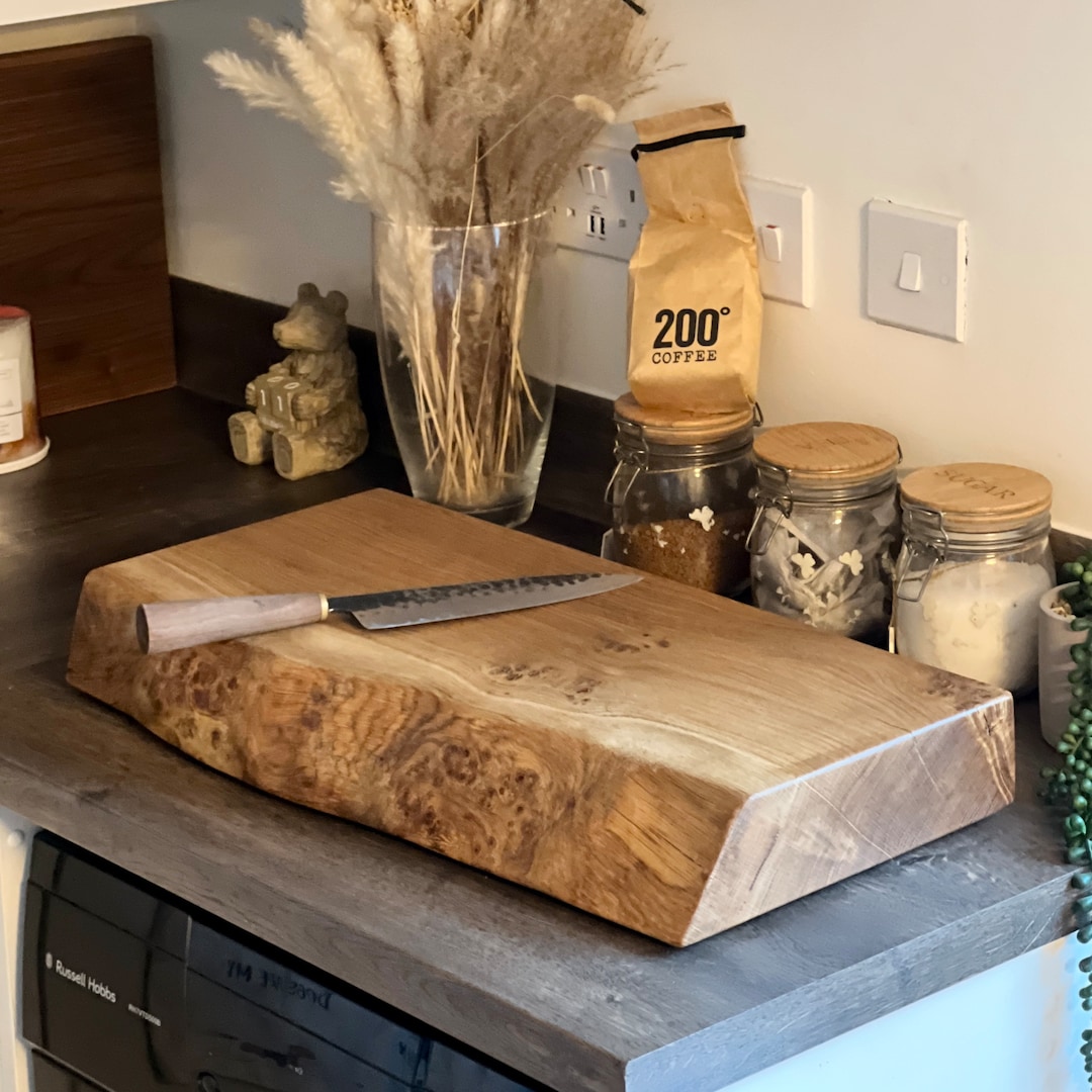 XL Thick Oak Live Edge Chopping Board Heavy Duty Oak Chopping Block