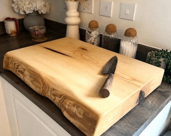 XL THICK Live Edge Ash Chopping Board - Handamde James Martin Style Solid Ash Boards - Spring Sale