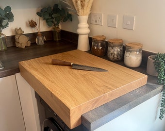 XL Lipped Oak Chopping Block - Solid Oak Dough Board - Oak Counter Chopping Board - With Or Without Rubber Feet