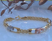 Beautiful Tricolor Elephant Bracelet, Gold Layered Good Luck Bracelet