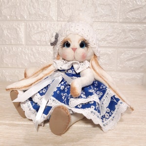 Cute Plush Easter Bunny Teddy rabbit Girl Handmade Art Toy for Girl Women Mom Birthday Mother&#39;s Day