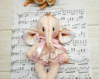 Handmade Plush Elephant Toy: Collectible Miniature Gift