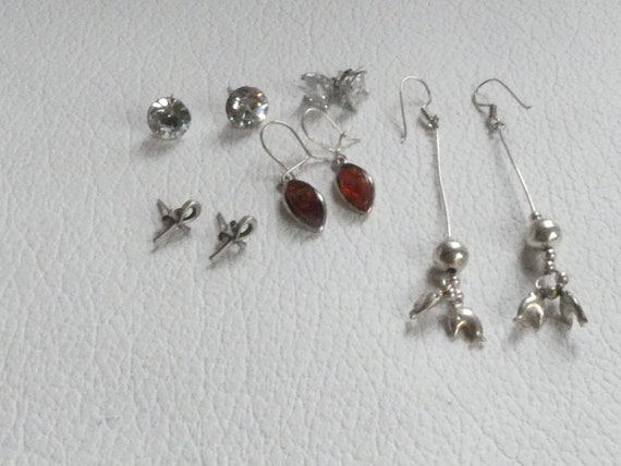 Job Lot Collection Vintage Sterling Silver Drop Stud Earrings