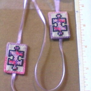 Autism Puzzle Piece Ribbon Bookmarks or Danglers, patterned colors