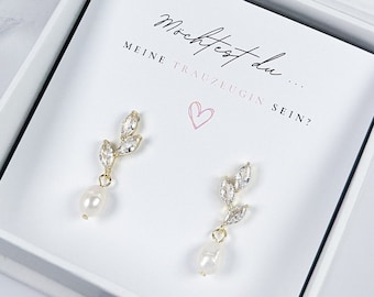 Ask the Maid of Honor: Earrings & Card – including gift packaging | Gift for maid of honor, different versions | Earrings