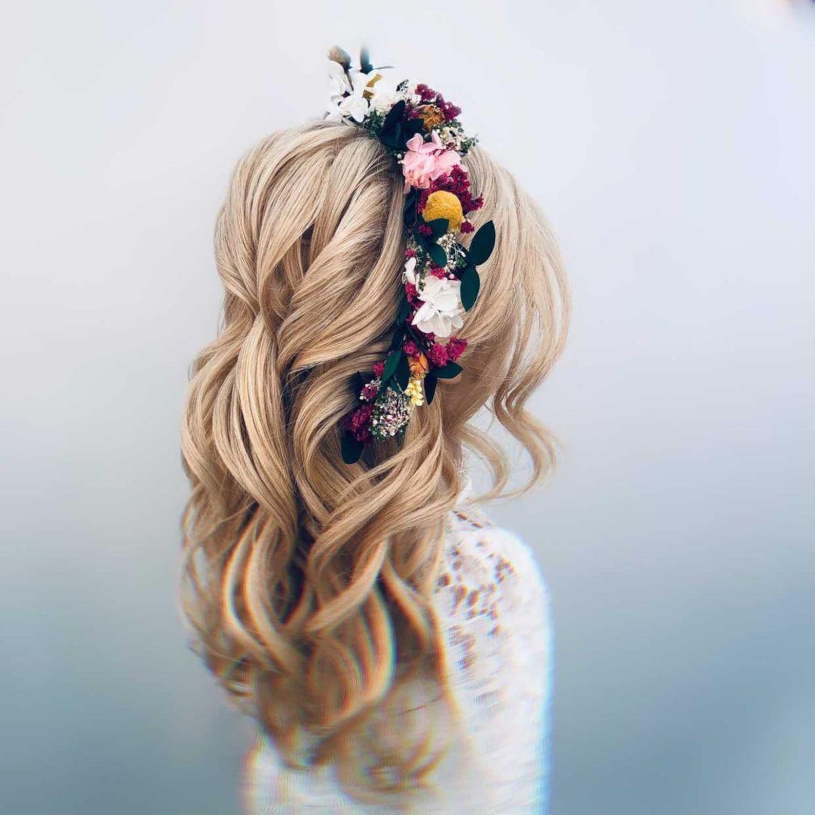 Dry flowers hair wreath wedding Etsy