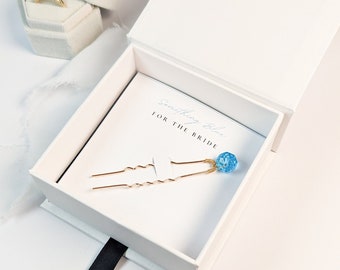 Gift bride / lucky charm for bride / hairpin with blue crystal pearl / something blue, gift / hair accessories bride / gold / silver