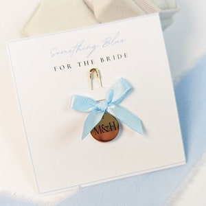 Gift bride / customizable / gold & silver / lucky charm for bride / blue bow / something blue, gift / jewelry bride /