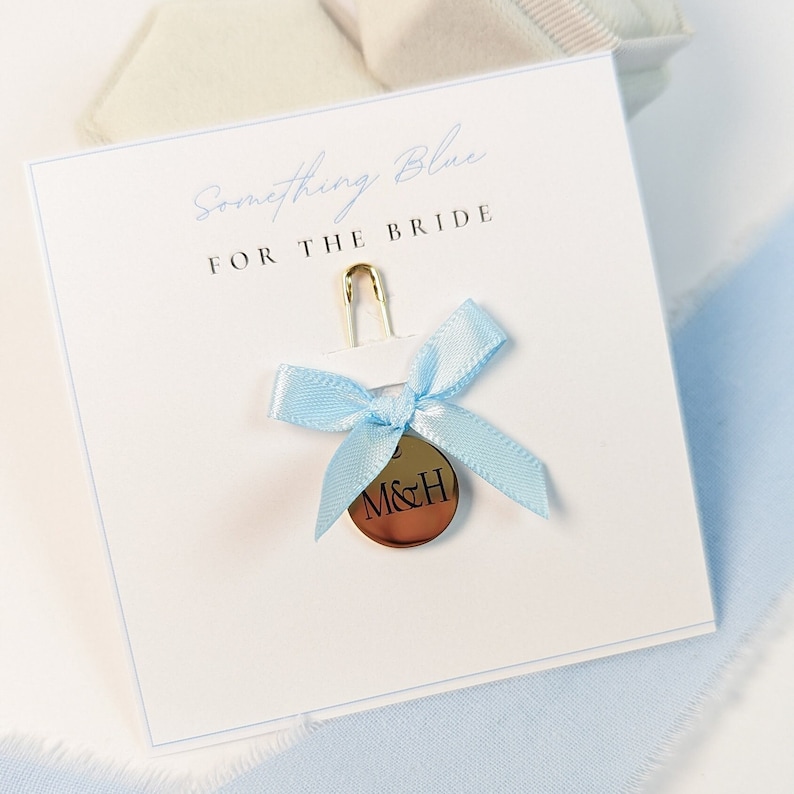 Gift bride / customizable / gold & silver / lucky charm for bride / blue bow / something blue, gift / jewelry bride / Mit Personalisierung