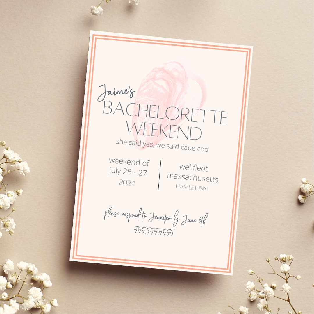 Cape Cod Bachelorette Party Invite Beach, Seashell Bachelorette