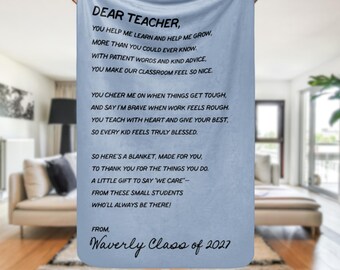 inspirational teacher gifts, male teacher gift customizable, blanket with custom message, group teacher gift personalized, elementary school