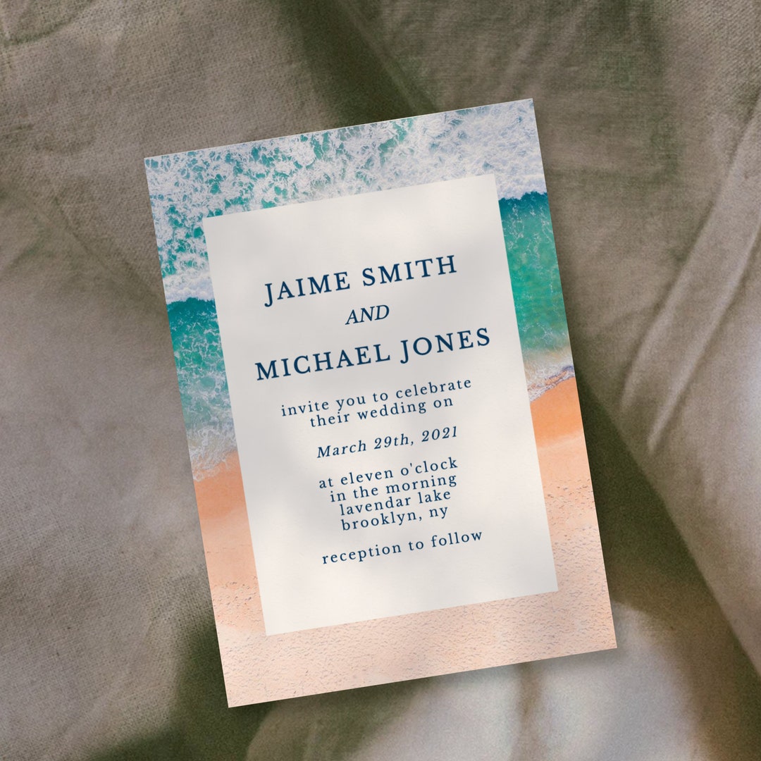 Beach Wedding Invitation Template Download, Wedding Invite Beach Theme ...