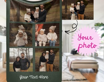 Custom Photo Blanket Collage, Personalized Picture Collage Blanket for Friend, Family Photo Blanket, Memorial Blanket Multiple Photos