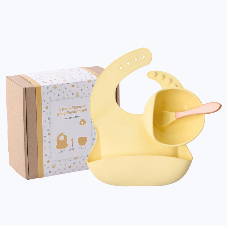 Silicone Baby Bibs Set Silicone Bib Silicone Bowl Spoon Etsy