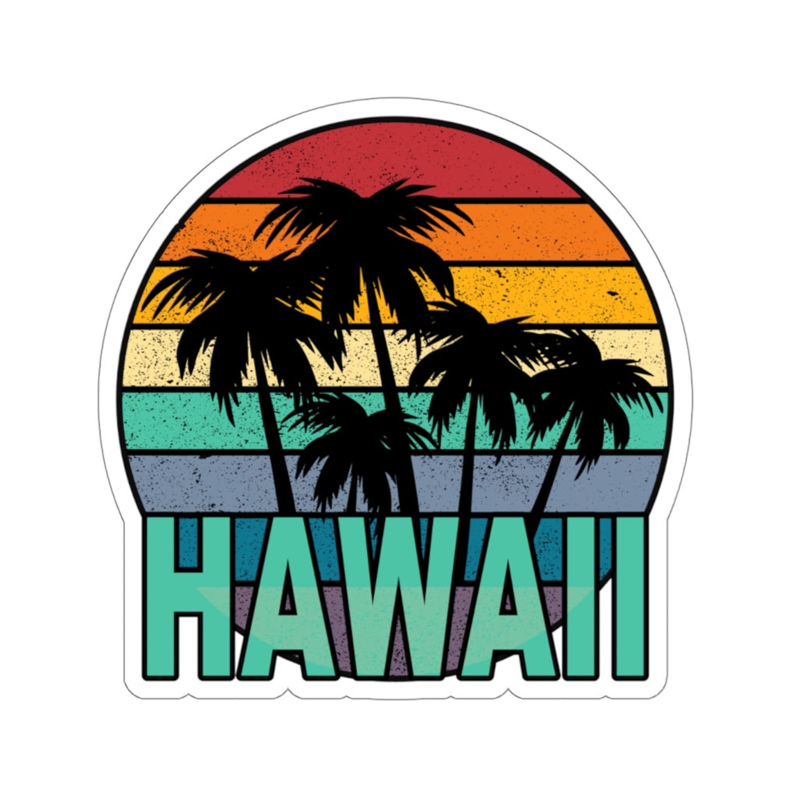 Hawaii Sticker Hawaii Sunset Decal Hawaiian Palm Tree Etsy
