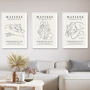 Matisse Print Set of 3 Henri Matisse Printable Boho Museum Exhibition Poster Neutral Tone Art Minimalist Gallery Wall Set Modern Home Decor