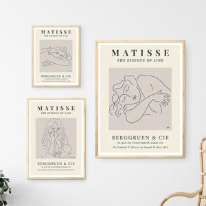 Matisse Print Set of 3 Henri Matisse Printable Boho Museum Exhibition Poster Neutral Tone Art Minimalist Gallery Wall Set Modern Home Decor
