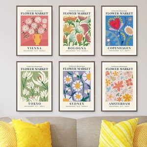 Blumenmarkt Set von 6 Print Galerie Wandset Blumenmarkt Poster Galerie Blumen Set Ausstellung Poster botanischer Druck druckbare Blumen Set