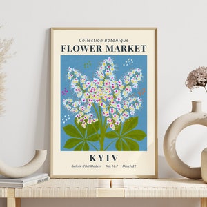 Flower Market Print Minimalist Gallery Wall Art Botanical Spring Floral Museum Exhibition Poster Kyiv Chestnut Printable Home Decor Digital