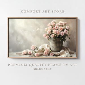 Vintage Spring Frame TV Art Samsung Frame TV Muted Pink Floral Frame TV Antique Pastel Flower Painting Vintage Botanical Farmhouse Decor Art