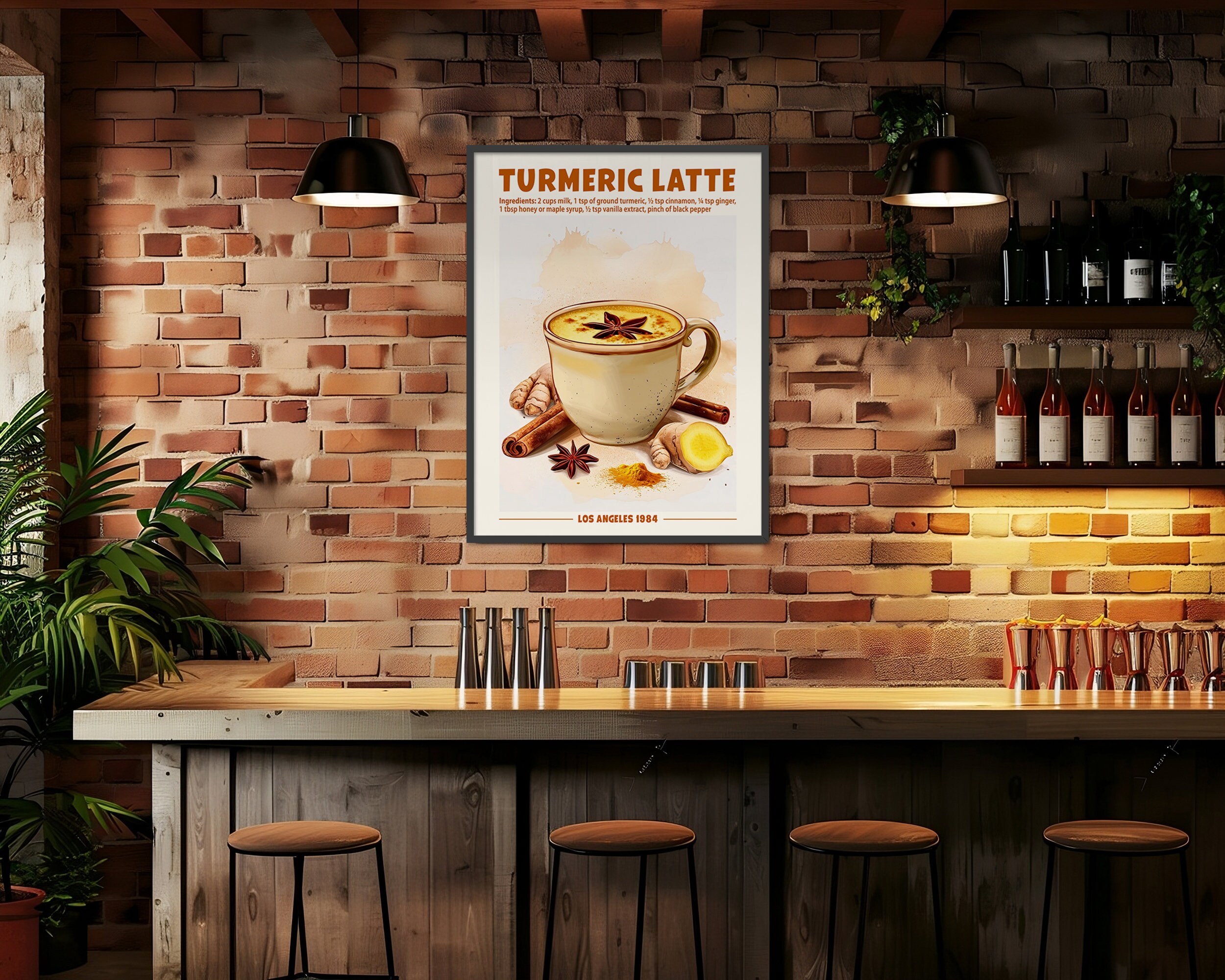 set of 6 kitchen prints coffee print set kitchen art... Coffee Print Set of 6 Retro Poster Caffe Latte Matcha Turmeric Frappe ...