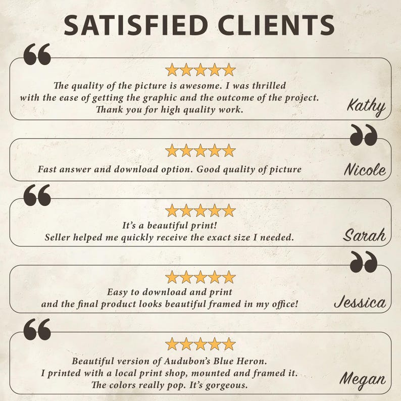 Puede incluir: Gr&aacute;fico con el texto "SATISFIED CLIENTS" y testimonios de clientes. Cada testimonio incluye una cita, una calificaci&oacute;n por estrellas y el nombre del cliente. Las rese&ntilde;as destacan la calidad de los gr&aacute;ficos y la facilidad de uso.