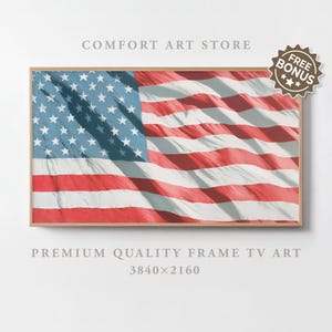 Independence Day Frame TV Art Samsung Frame Tv 4th of July Print Vintage American Flag Patriotic USA Oil Painting Retro USA Flag Download