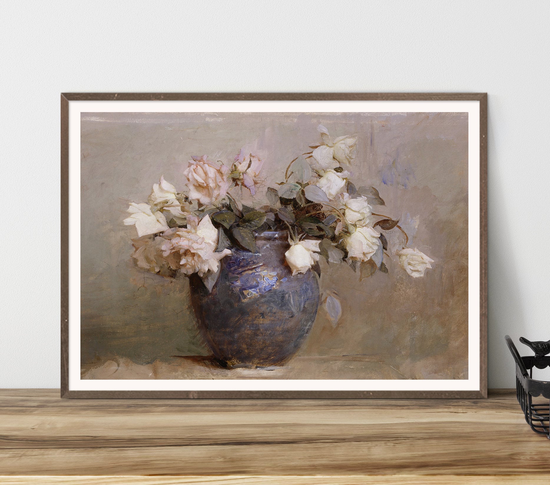 Vintage Roses Print Bouquet Wall Art Botanical Oil Painting Antique ...