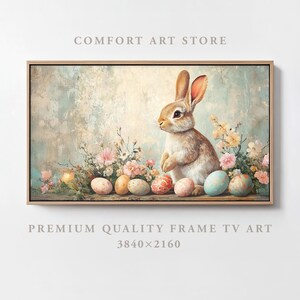 Easter Frame TV Art Samsung Frame TV Neutral Easter Bunny Frame TV Easter Rabbit & Eggs Painting Vintage Easter Holiday Tv Art Spring Decor