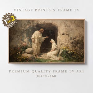 Easter Resurrection Jesus And Mary Tomb Frame TV Art Vintage Oil Painting Samsung Frame TV Art