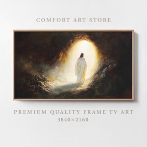 Easter Frame TV Art Samsung Frame TV Resurrection Jesus Frame Tv Easter Christian Painting Vintage Jesus Christ Risen LDS Decor Empty Tomb