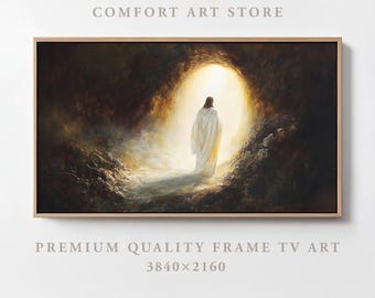 Easter Frame TV Art Samsung Frame TV Resurrection Jesus Frame Tv Easter Christian Painting Vintage Jesus Christ Risen LDS Decor Empty Tomb