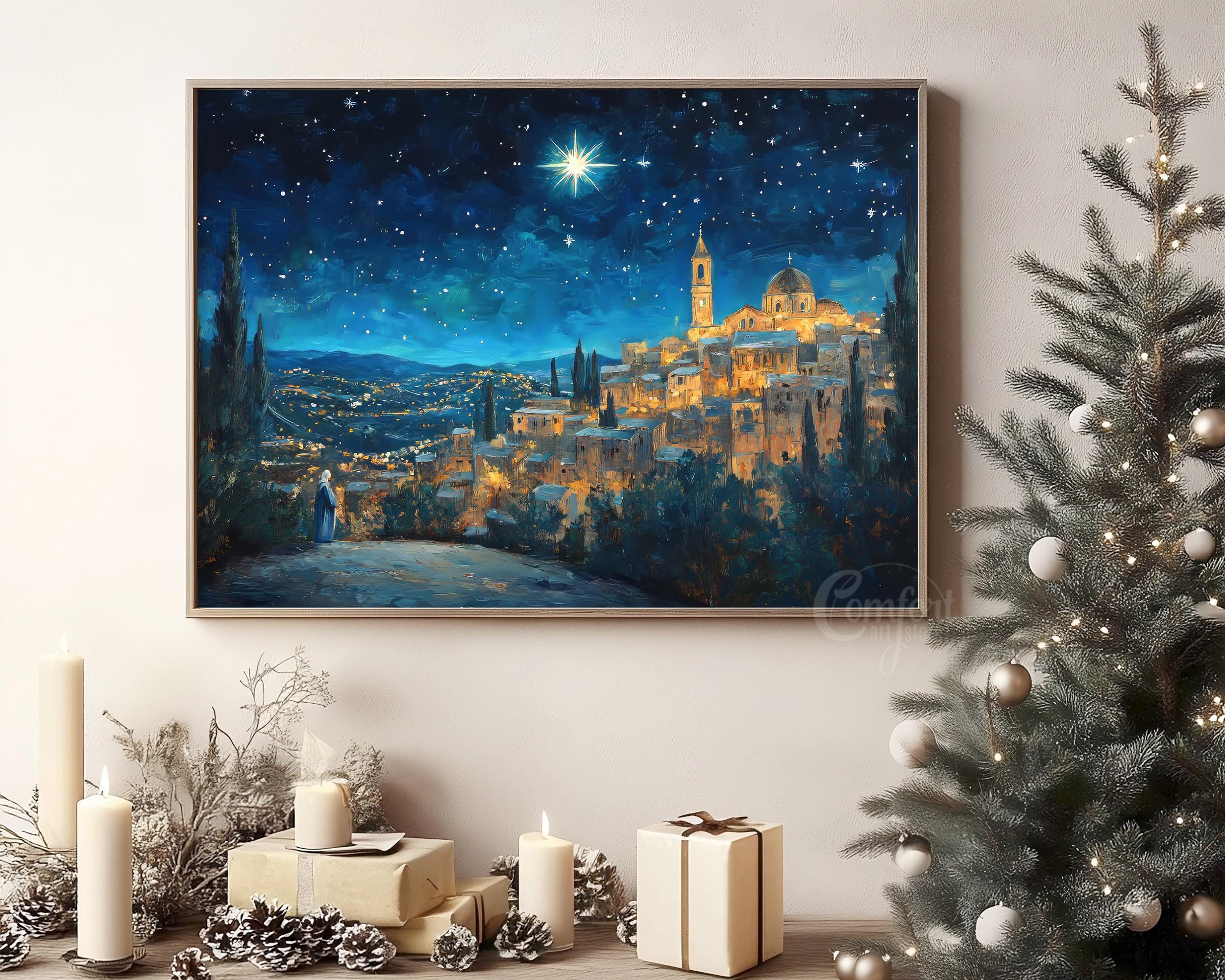 クリスマス ウォールアート プリント ヴィンテージ ベツレヘムの星