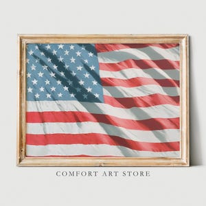 Independence Day Print 4th of July Printable Vintage American Flag Patriotic Flag USA Flag Patriotic Farmhouse Decor Oil Painting Download