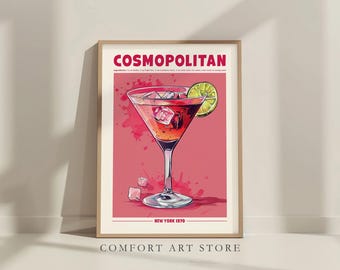 Vesper Martini Cocktail Print. Classic Alcohol Cocktail Sign Home