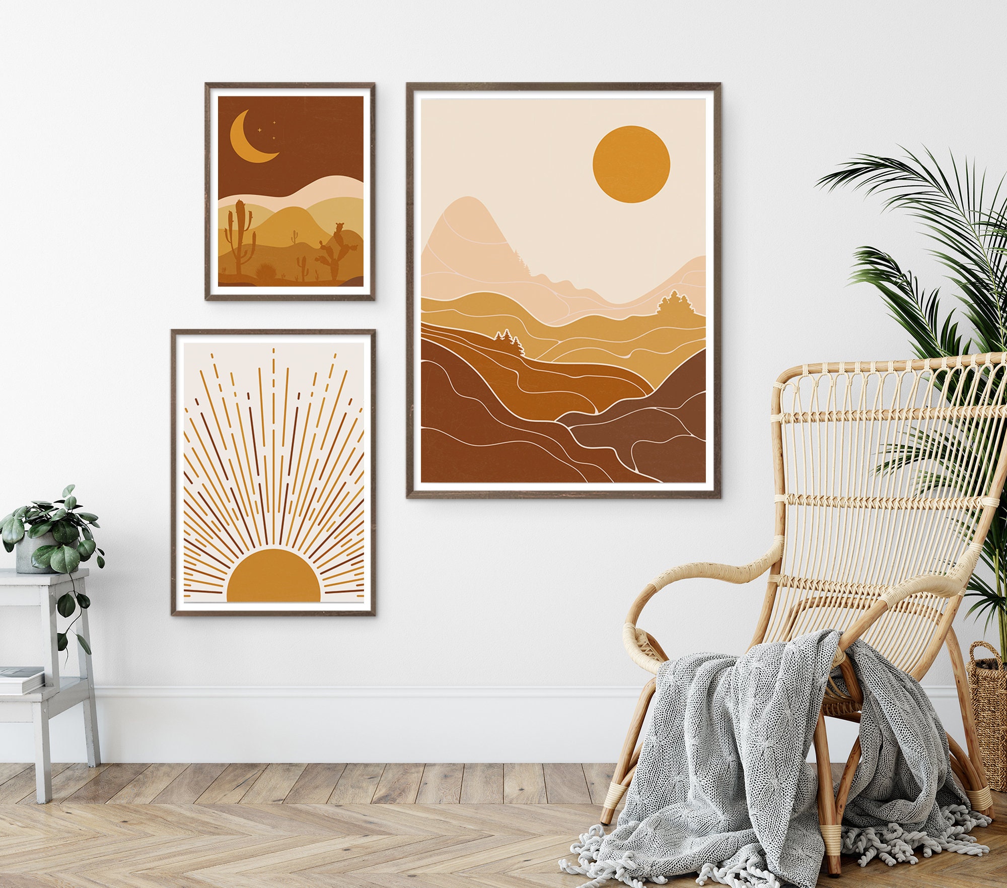 Boho Wall Art Set of 3 Prints Boho Landscape Boho Wall Decor - Etsy