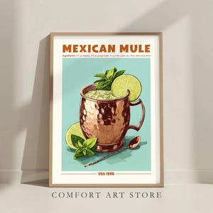 メキシカンミュールカクテルプリントポスタークラシックアルコールカクテルサインホームバーカート装飾レトロカクテルミクソロジーギフト展示会ドリンクレシピ